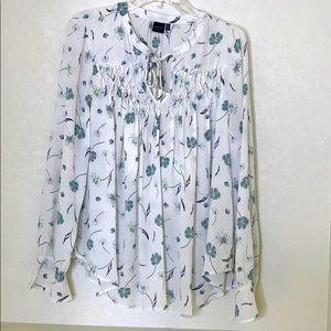 Kaari blue Print Blouse w/ tank inside SZ XL